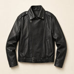 Starlight Leather Biker Jacket in Black