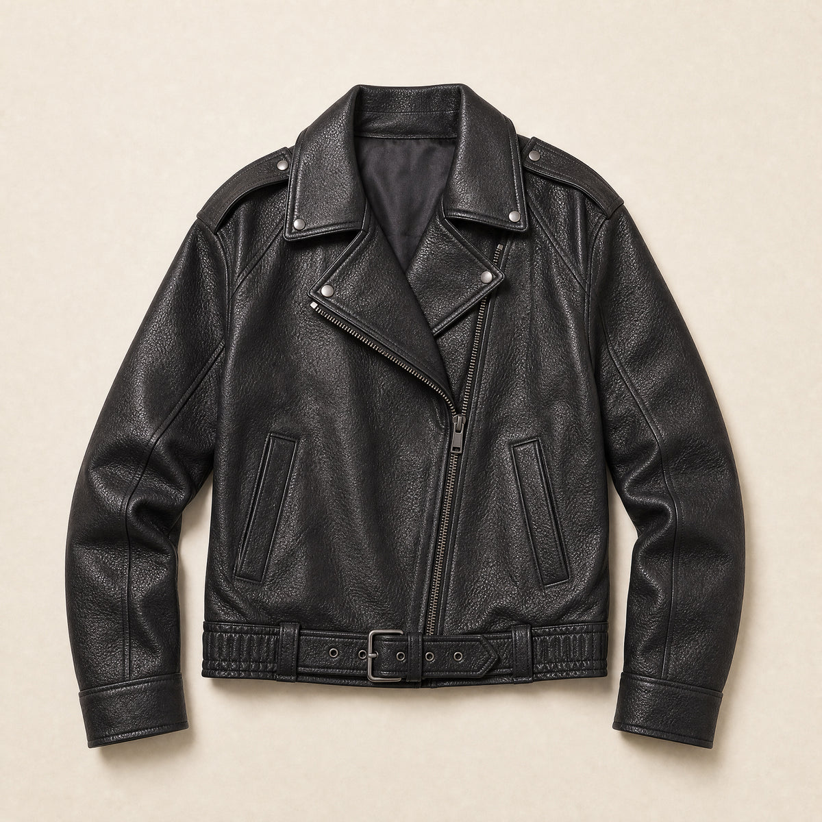 Starlight Leather Biker Jacket in Brown
