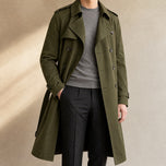 Strath Long Trench Coat in Military Green