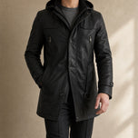 Sundown Leather Car Coat in Black