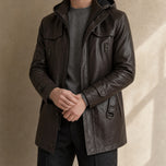 Sundown Leather Car Coat in Brown