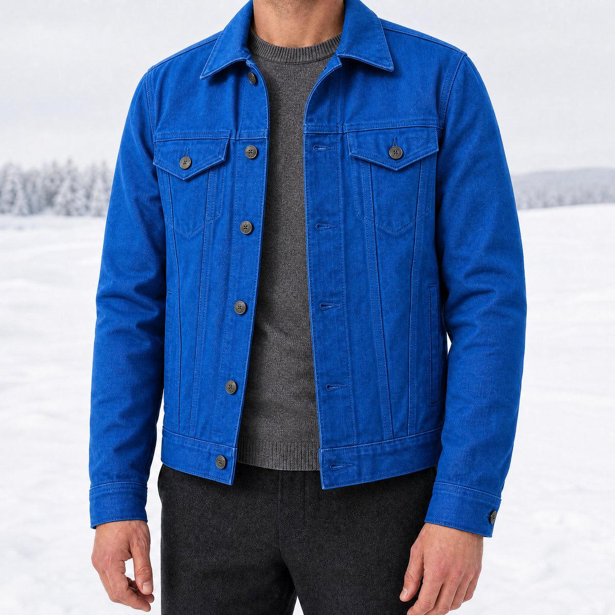 Sunfall Cotton Trucker Jacket in Blue