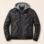 Swell Hooded Leather Jacket in Black