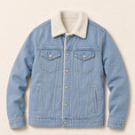 Talus Sherpa-Lined Denim Jacket in Light Blue
