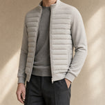 Tansy Stand-Collar Quilted Jacket in Light Gray