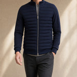 Tansy Stand-Collar Quilted Jacket in Navy