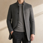 Tarn Stand-Collar Wool-Blend Coat in Dark Gray