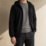 Thistle Hooded Windbreaker Jacket in Black