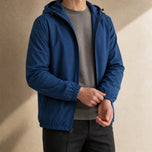 Thistle Hooded Windbreaker Jacket in Denim Blue