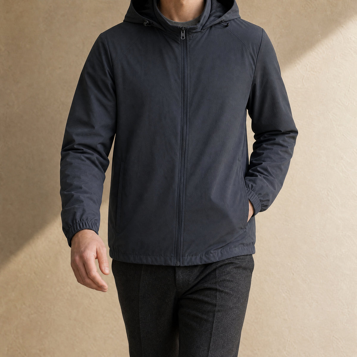 Thistle Hooded Windbreaker Jacket in Gray