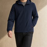 Thistle Hooded Windbreaker Jacket in Navy Blue