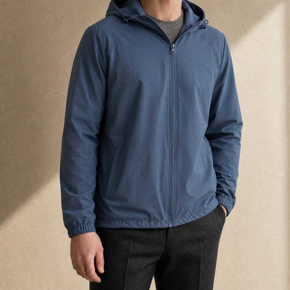 Thistle Hooded Windbreaker Jacket in Slate Blue