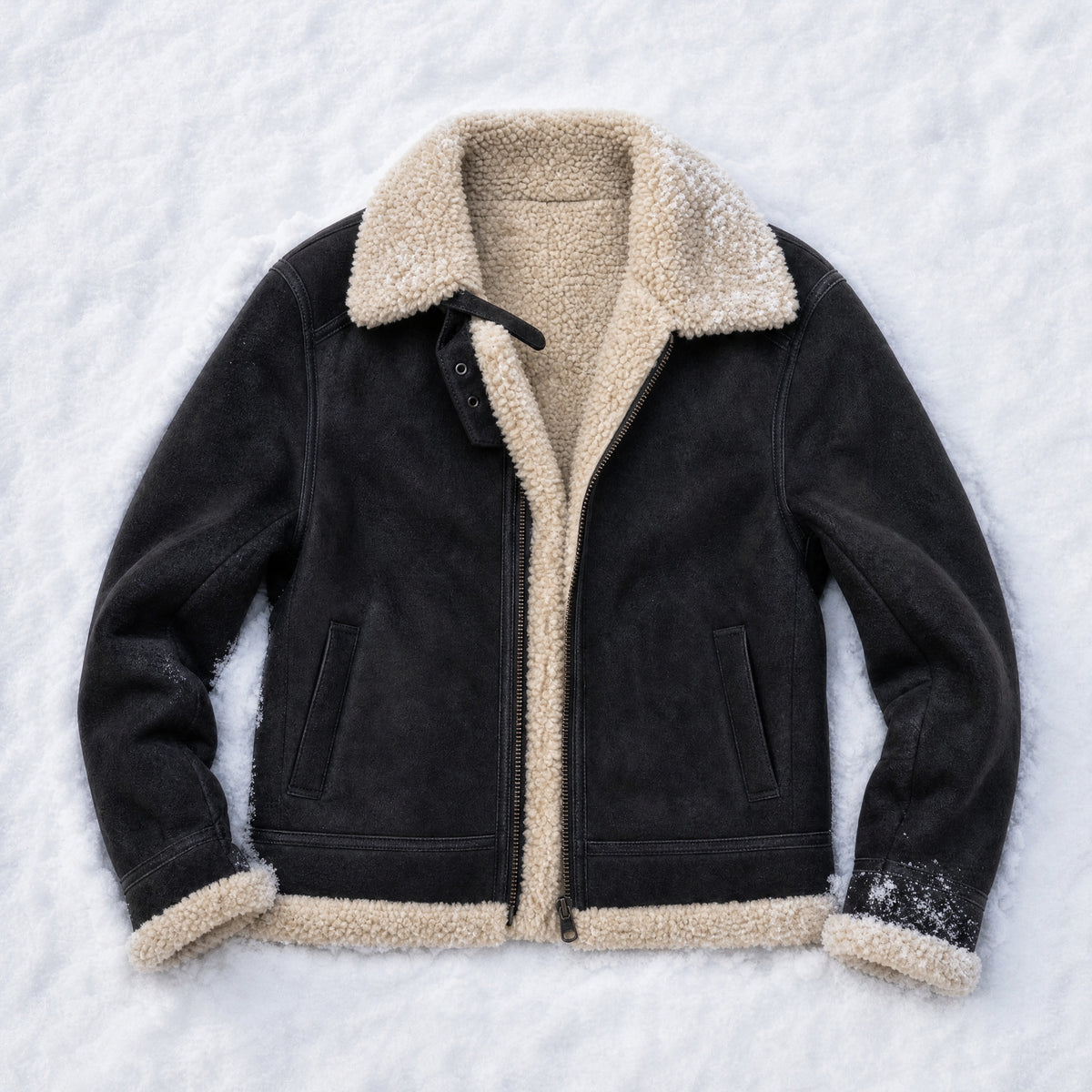 Thornwood Suede Shearling Jacket in Black