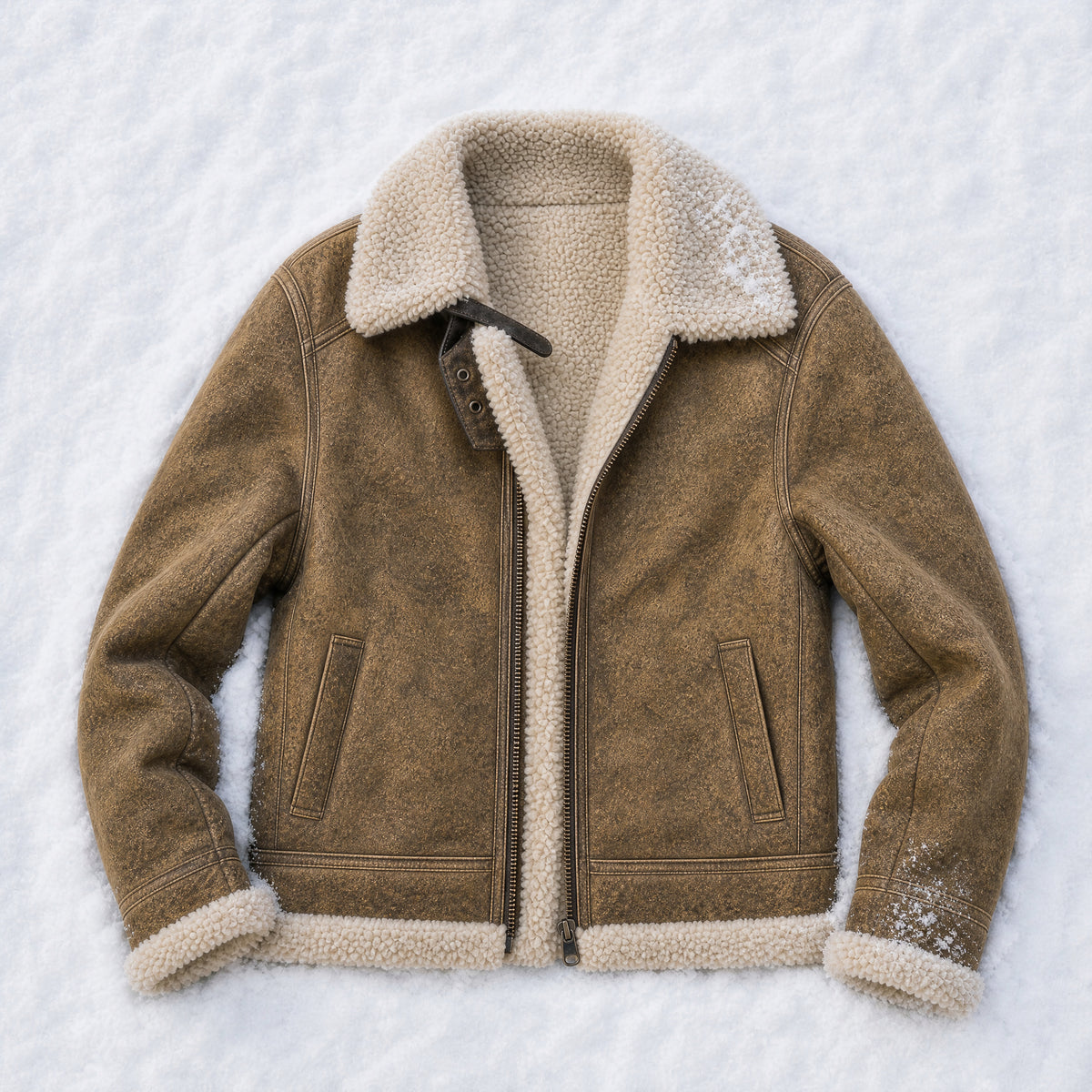 Thornwood Suede Shearling Jacket in Camel