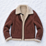 Thornwood Suede Shearling Jacket in Dark Red