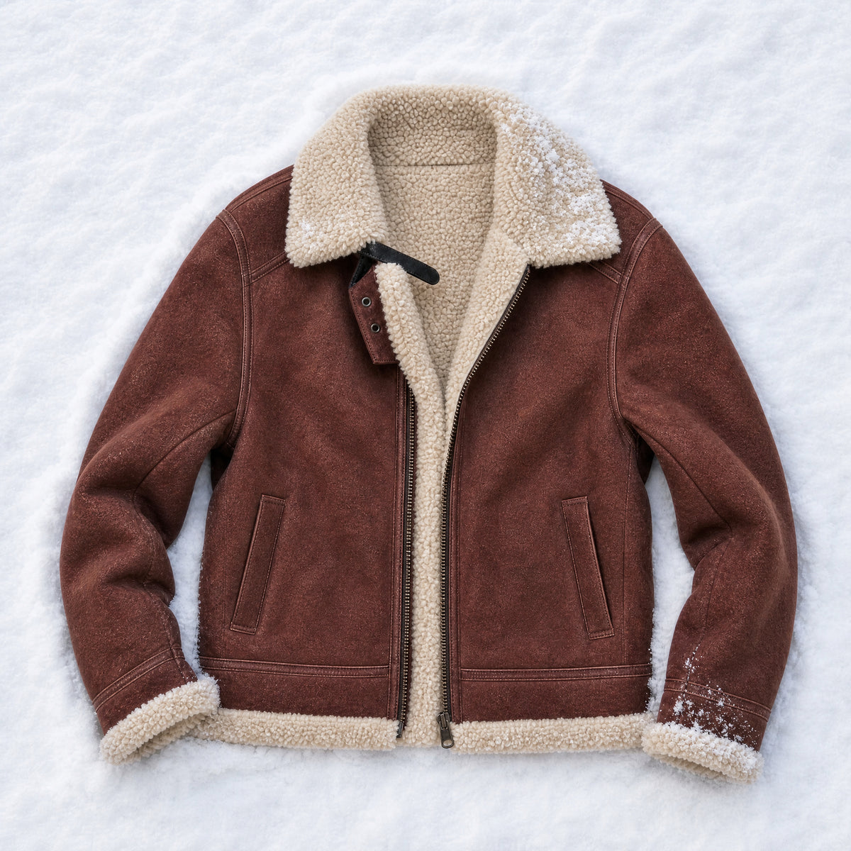 Thornwood Suede Shearling Jacket in Dark Red