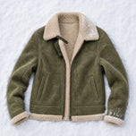 Thornwood Suede Shearling Jacket in Olive Green