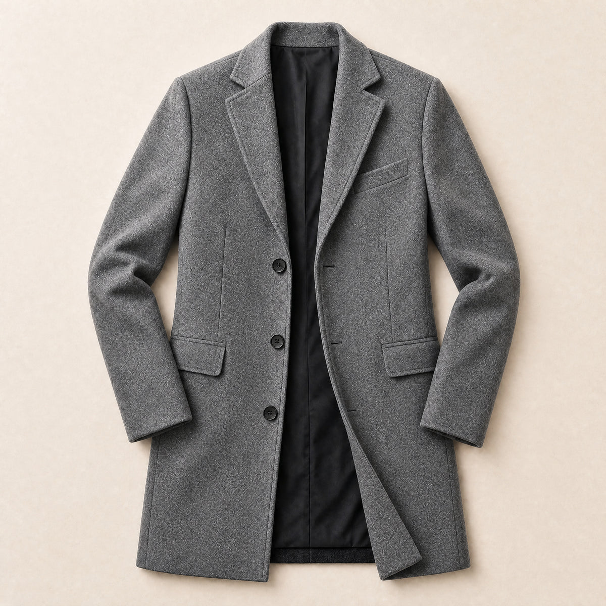 Thyme Single-Breasted Overcoat in Gray
