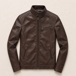 Tor Leather Zip Jacket in Brown