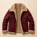 Torrent Shearling Bomber Jacket in Brick Red