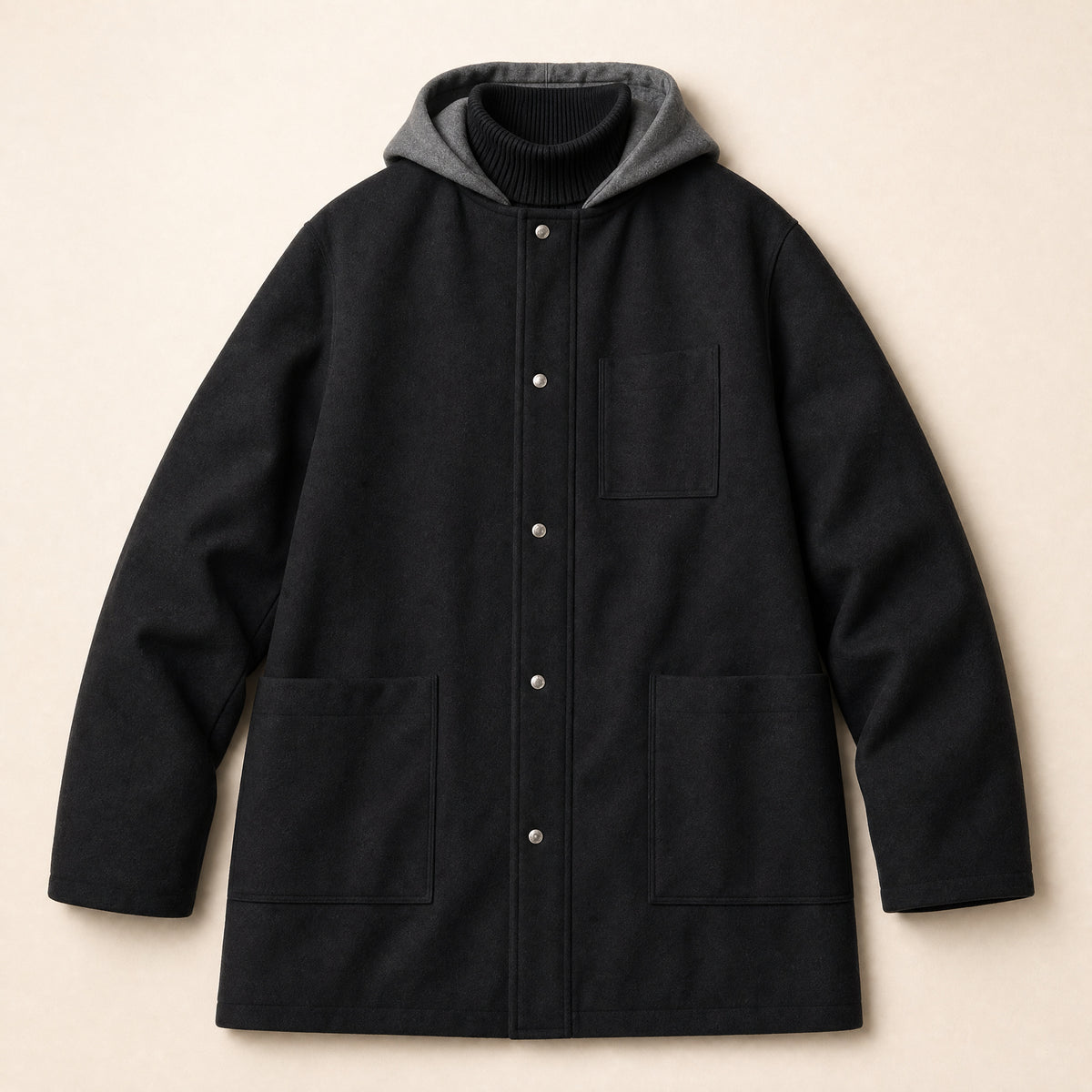 Towpath Hooded Parka in Black