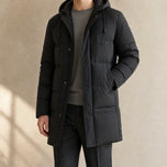 Tributary Mid-Length Puffer Jacket in Black
