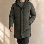 Tributary Mid-Length Puffer Jacket in Green