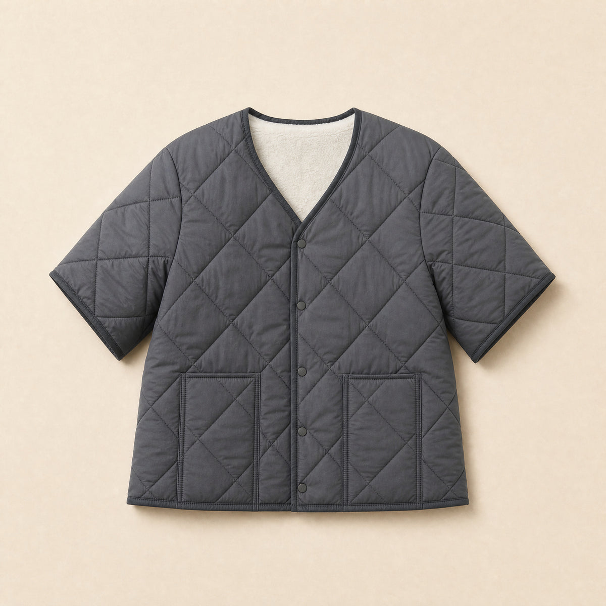 Twilight Fleece-Lined Quilted Jacket in Dark Gray