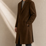 Vale Longline Overcoat in Dark Brown