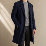 Vale Longline Overcoat in Navy Blue
