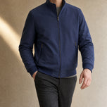 Verge Stand-Collar Bomber Jacket in Dark Blue