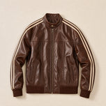 Vesper Leather Bomber Jacket in Brown
