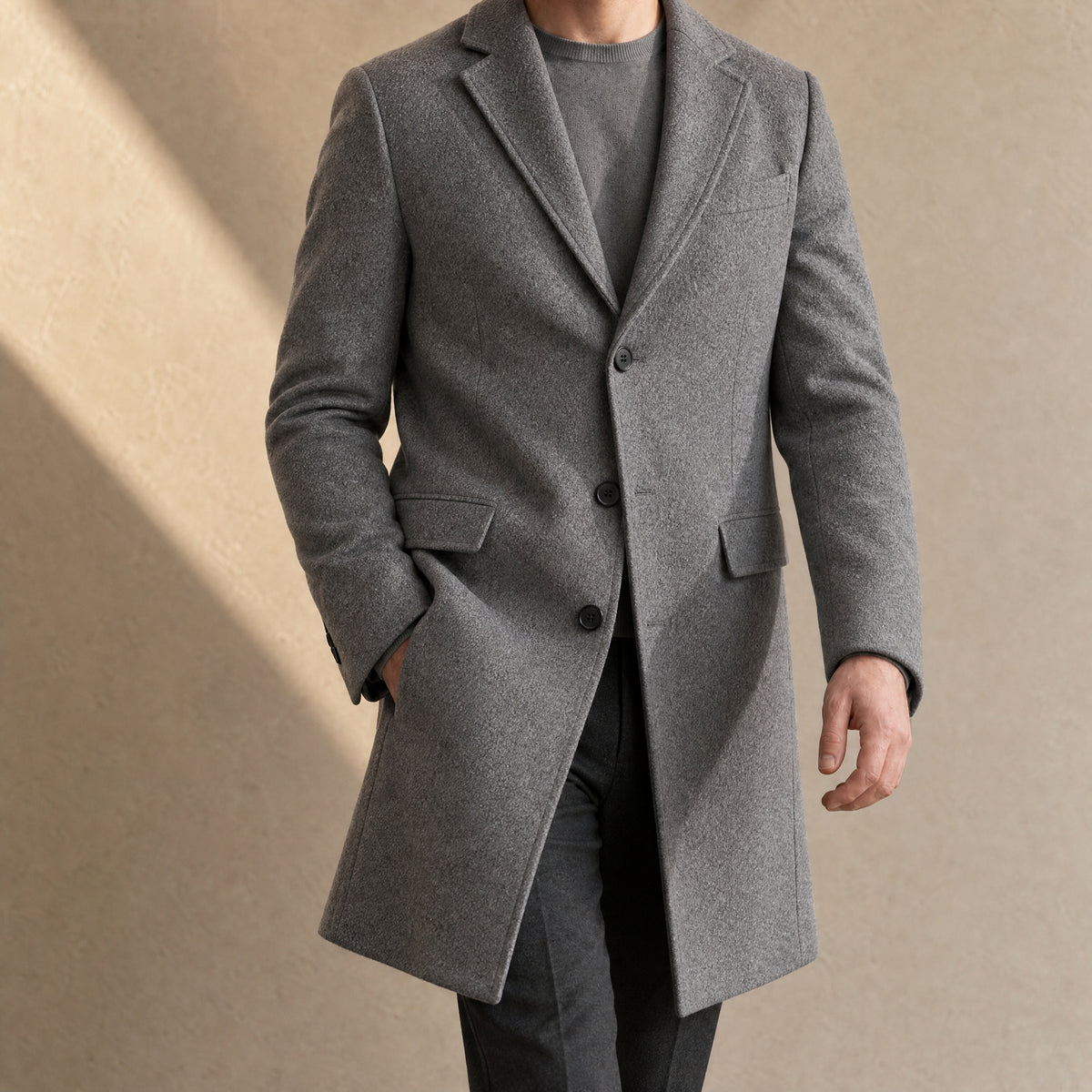 Vine Single-Breasted Overcoat in Gray