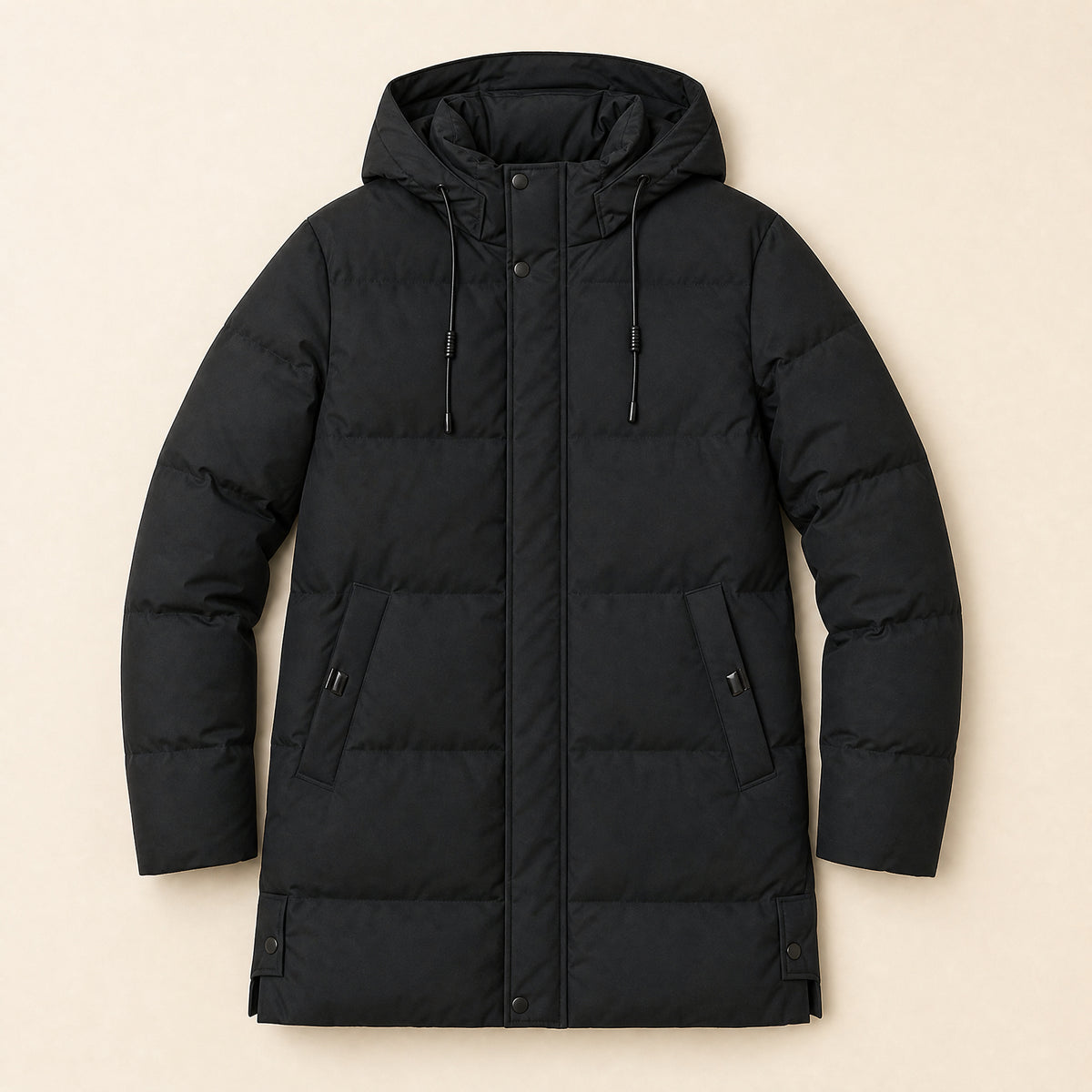Walnut Hooded Parka in Black
