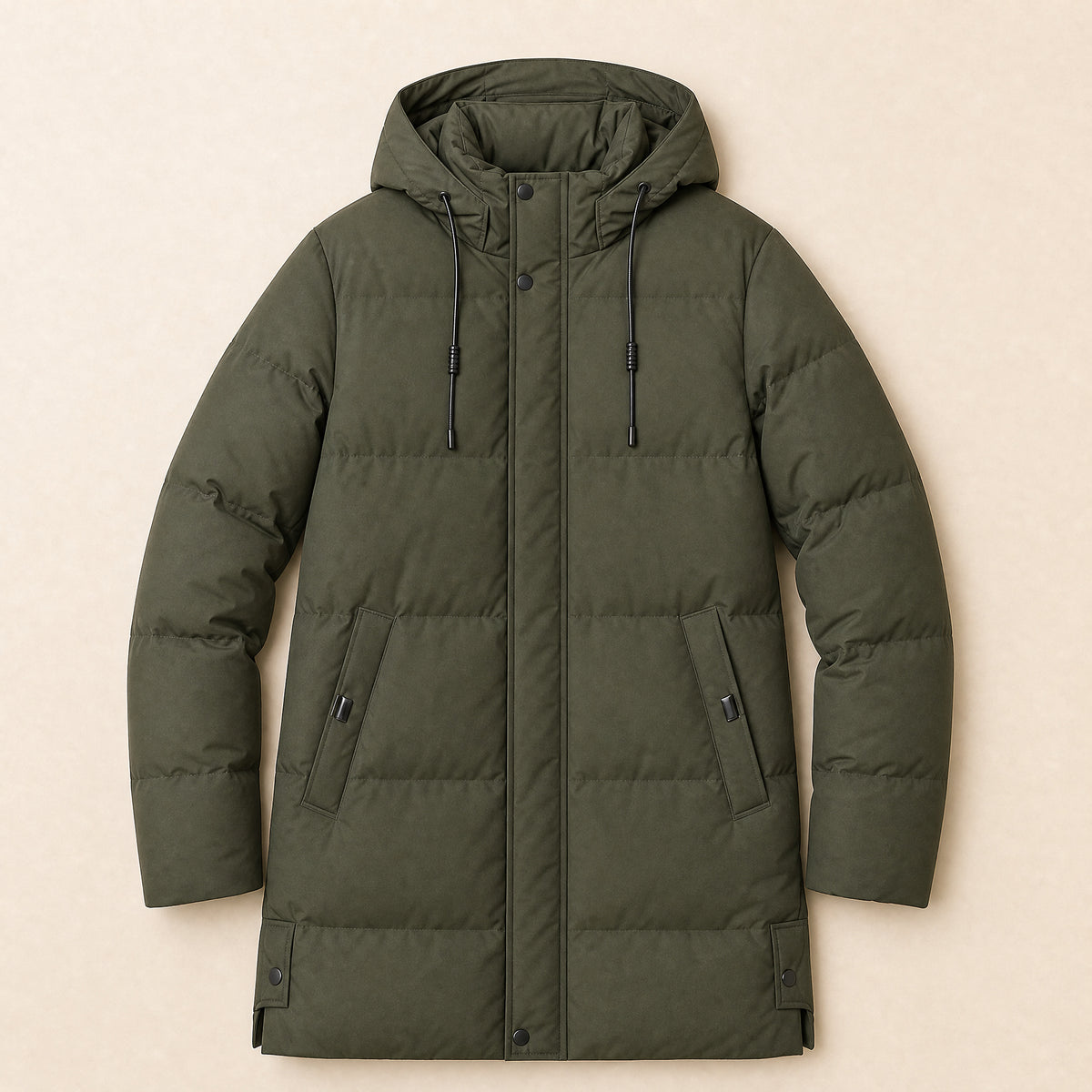 Walnut Hooded Parka in Military Green