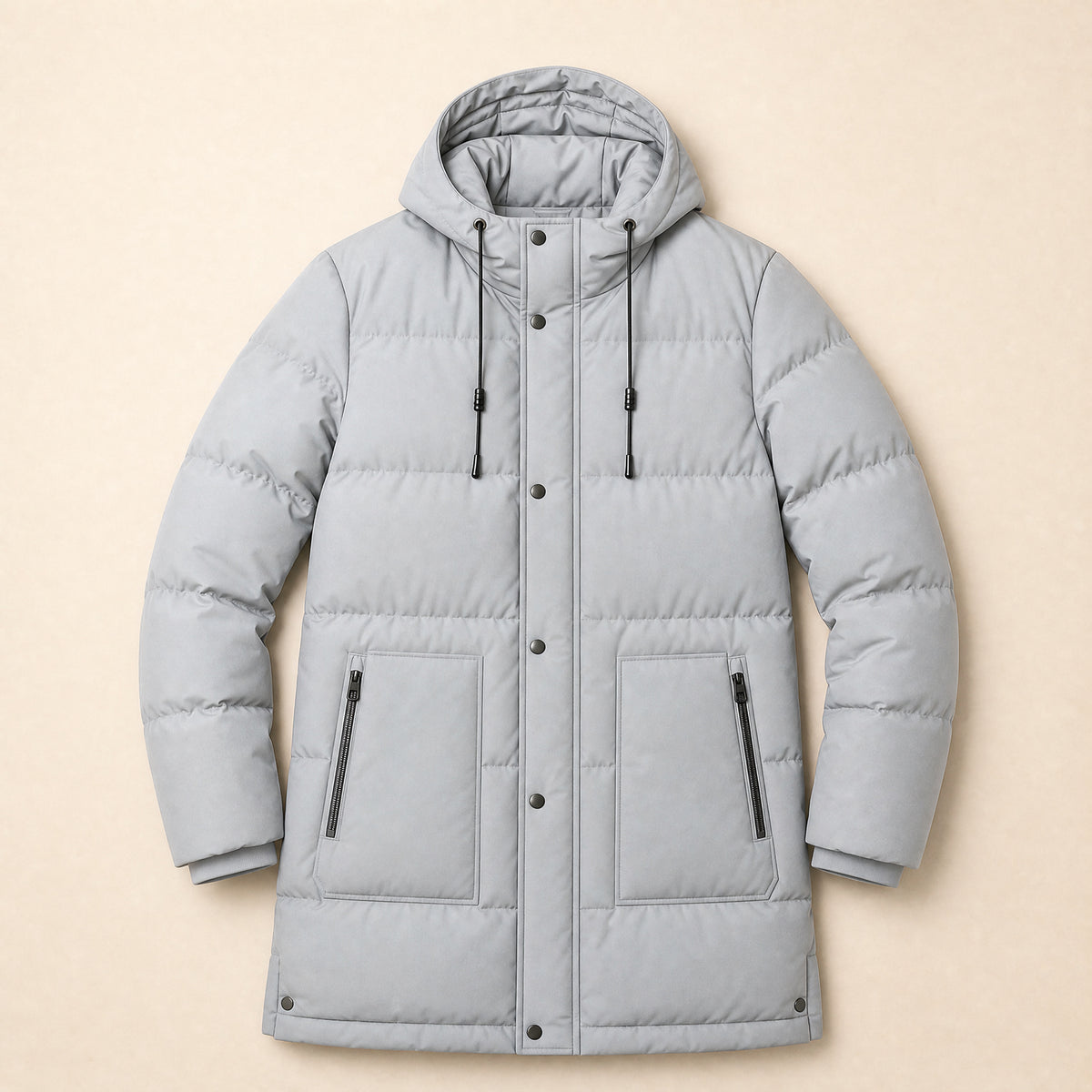 Watershed Mid-Length Puffer Jacket in Gray