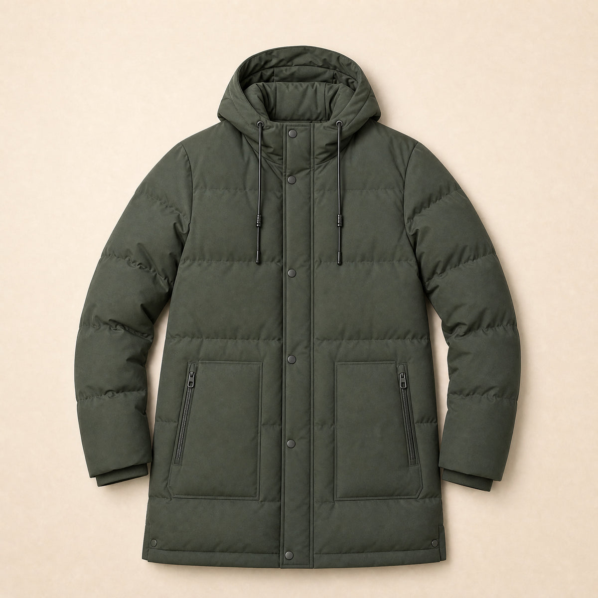 Watershed Mid-Length Puffer Jacket in Green