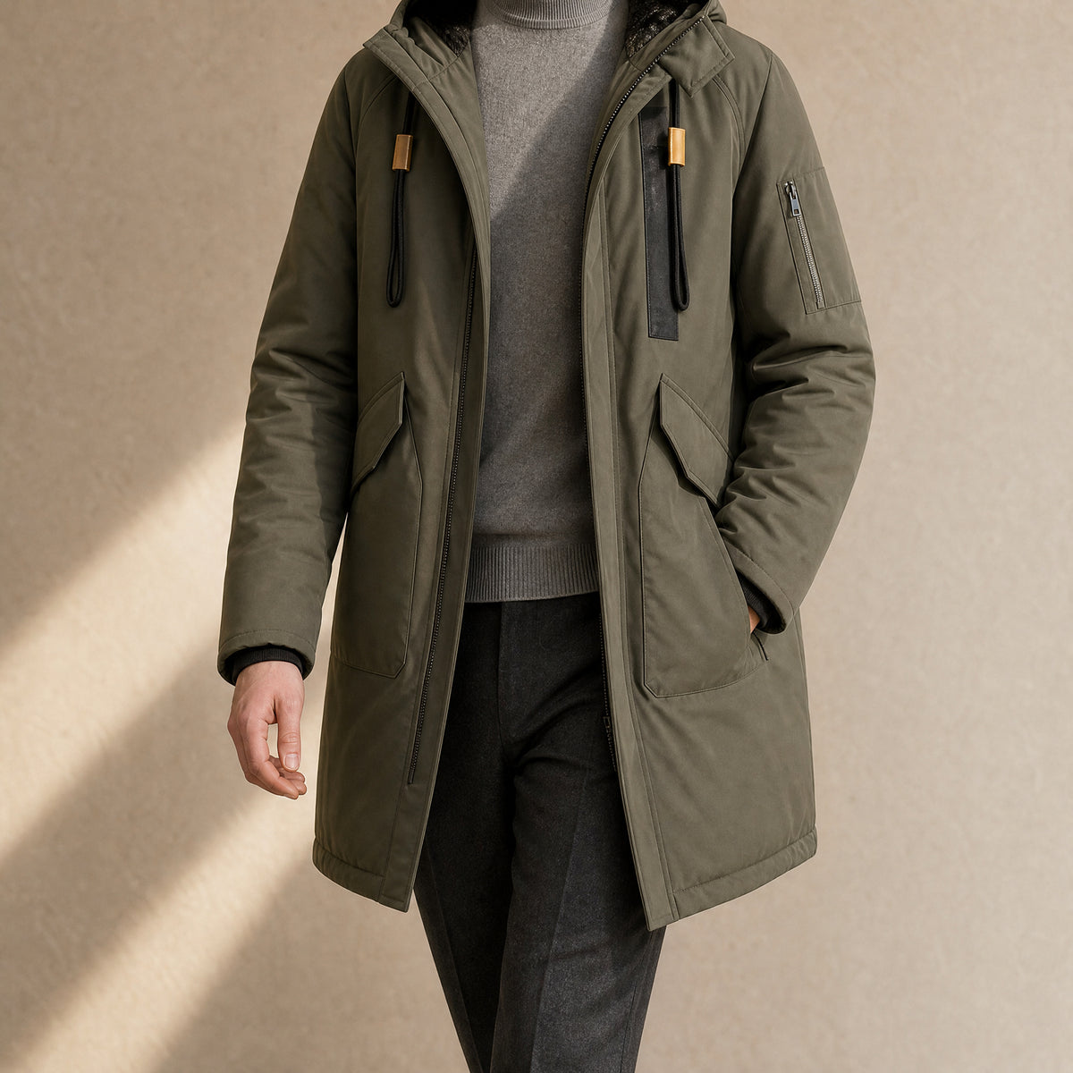 Wellspring Long Hooded Parka in Green
