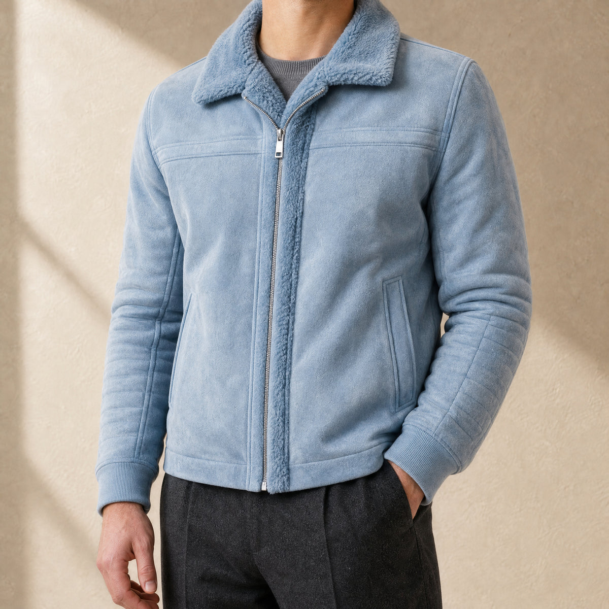 Whirl Sherpa Zip Jacket in Blue