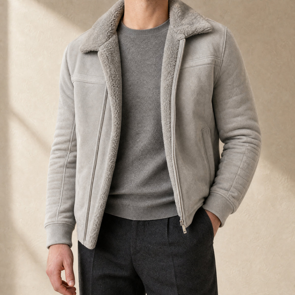 Whirl Sherpa Zip Jacket in Gray