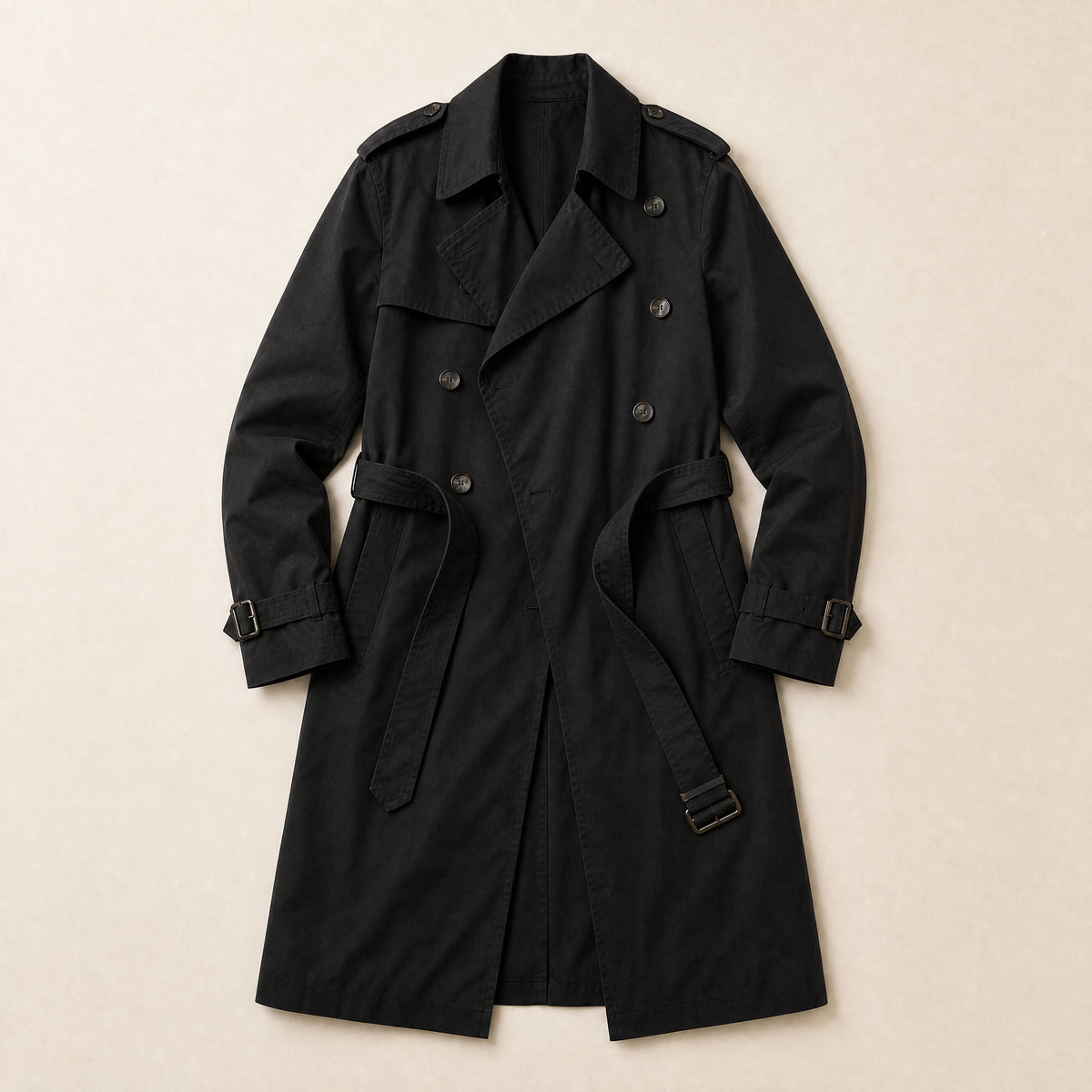 Wold Long Trench Coat in Black