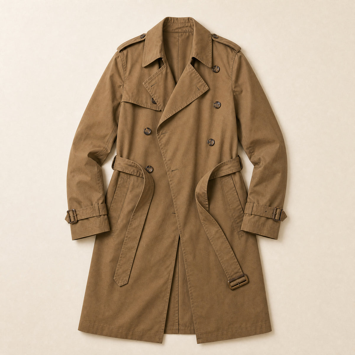 Wold Long Trench Coat in Khaki