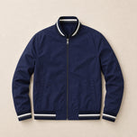 Woodland Zip Bomber Jacket in Dark Blue