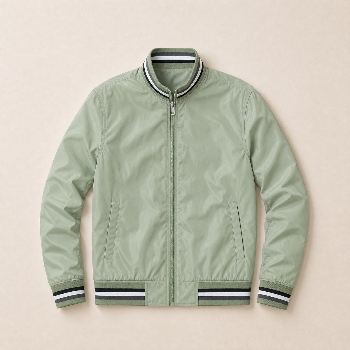 Woodland Zip Bomber Jacket in Green