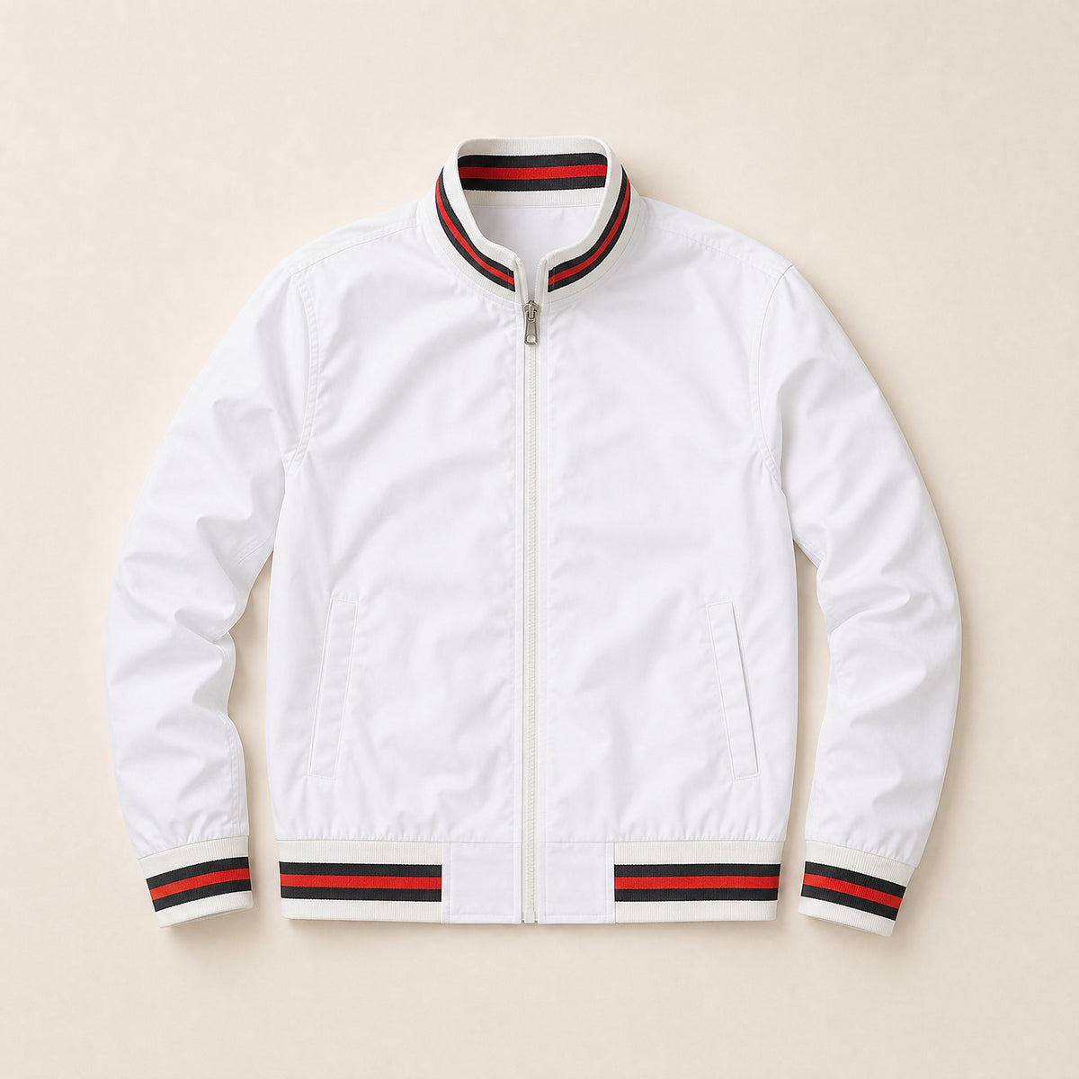 Woodland Zip Bomber Jacket in White