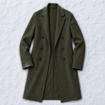 Wychwood Long Double-Breasted Overcoat in Army Green