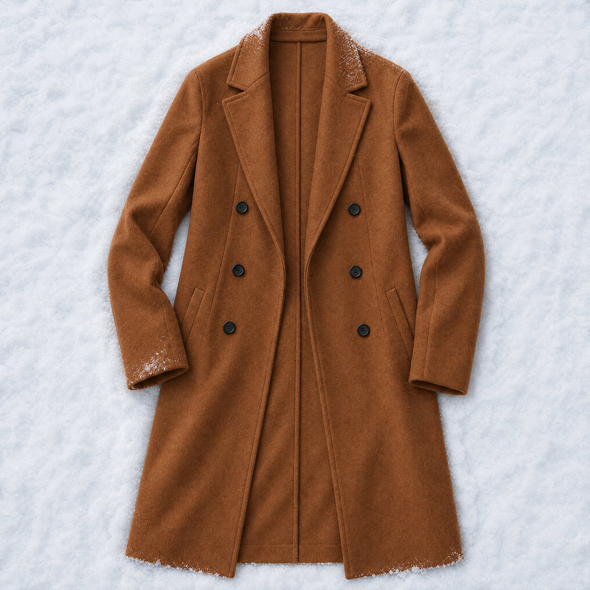Wychwood Long Double-Breasted Overcoat in Caramel