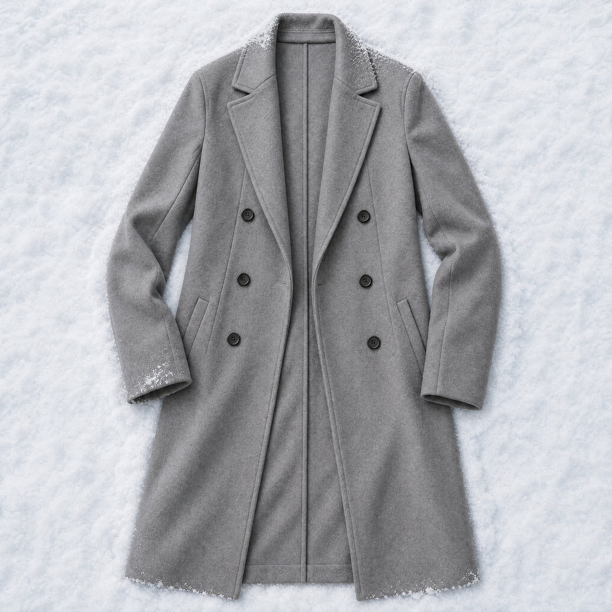 Wychwood Long Double-Breasted Overcoat in Gray
