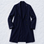 Wychwood Long Double-Breasted Overcoat in Navy Blue