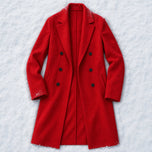 Wychwood Long Double-Breasted Overcoat in Wine Red